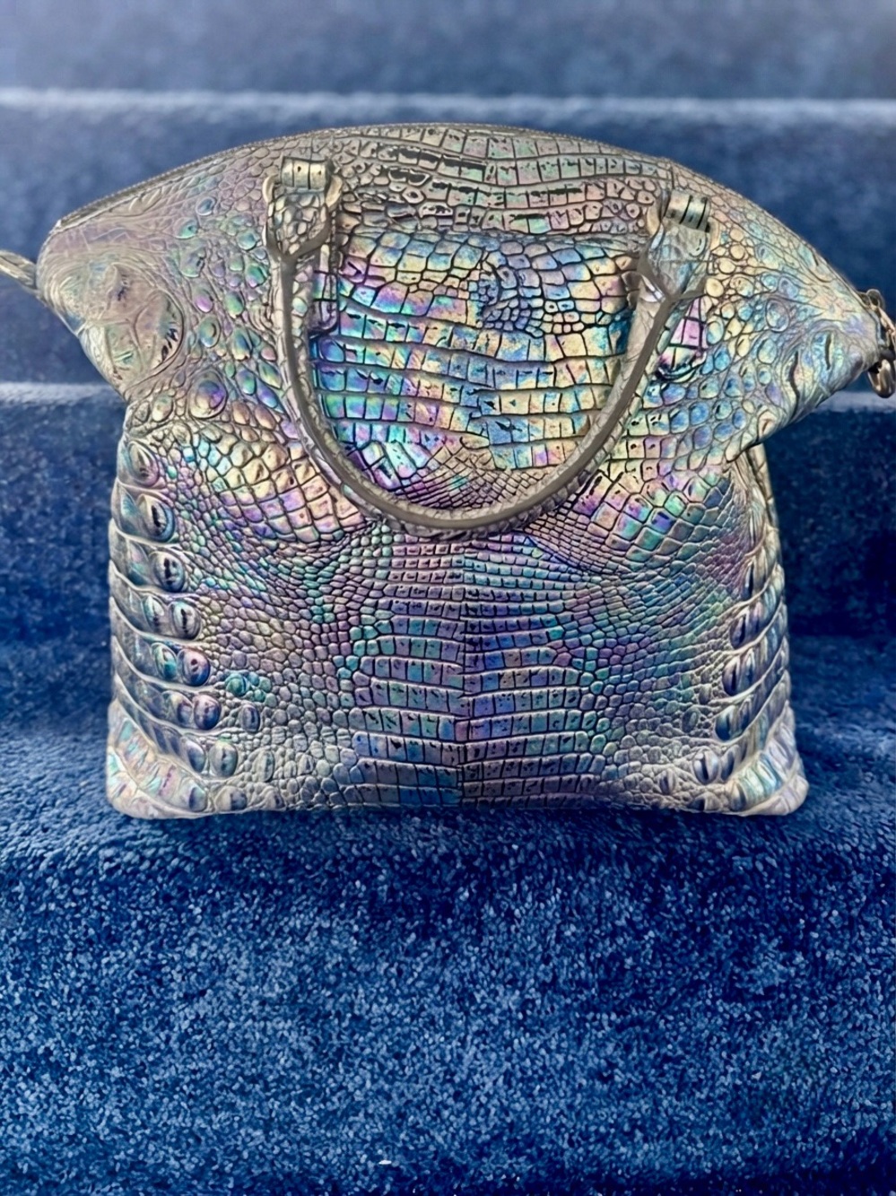 Brahmin Iridescent Croc-Embossed Satchel in Multi-Tone Metallic - Picture 2 of 4